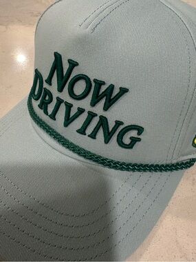 Masters Light Blue Cap with Dark Green Embroidery - "Now Driving"